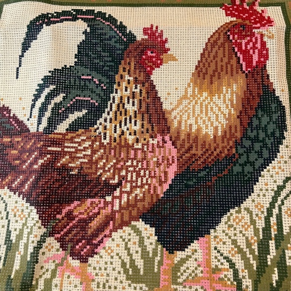 Ehrman Tapestry Needlepoint Kit Hen Rooster Ann Blockley England No Instruction - Picture 2 of 10